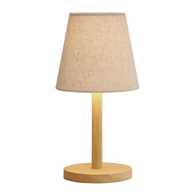 Bezprzewodowa lampka stołowa drewniana Tess zapalona